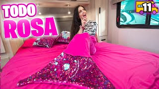 TODO ROSA! Poniendo Bonita la Casita Rodante 😂 Casa Nueva por 1 Dia 🚌 Cap 11 Sandra Cires Art