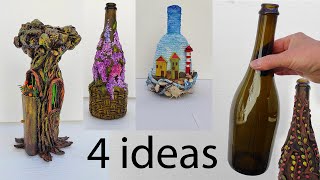 4 Amazing Bottle Art ideas. DIY Home decor ideas