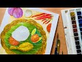 Watercolor Painting Asian Cuisine Ayam Penyet
