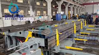 Mechanical Automatic steel pipe stacking machine for Square pipes (vertical bundle delivery )叉臂方管横出