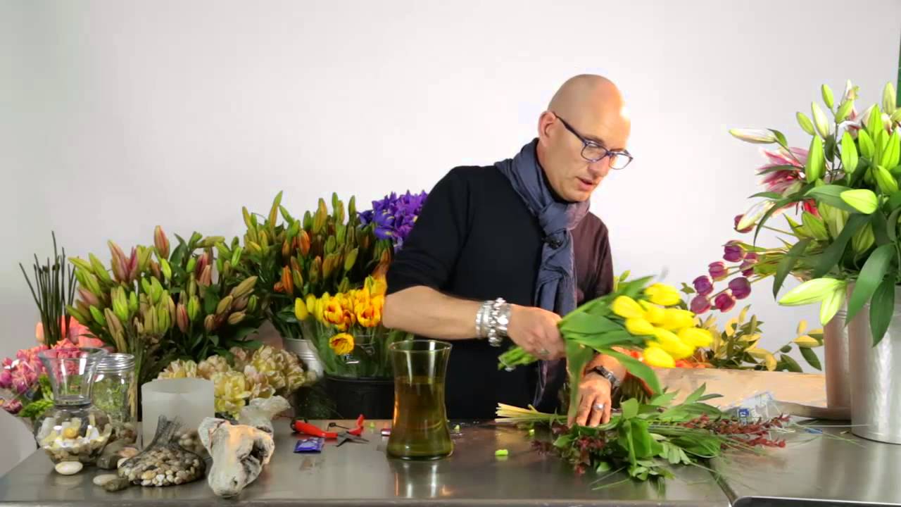 Tulip Bouquet with Greens by Pieter Landman