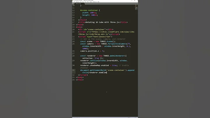 Rotating 3D Cube Using Three.js In HTML CSS JS #shorts #coding #programming #html #css #javascript