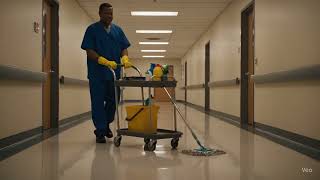 Janitor Cleaning Hallway | 4K Cinematic Work Loop (Free to Use)