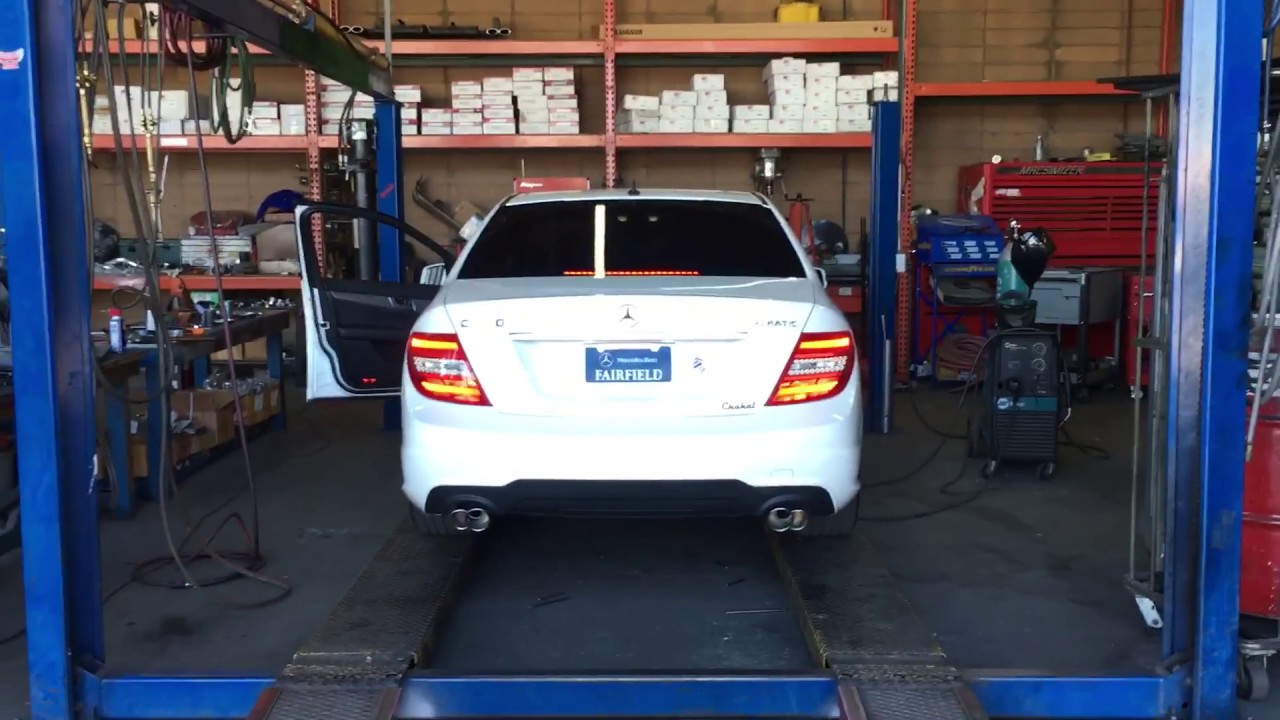 MercedesBenz c300 4matic muffler delete first start YouTube
