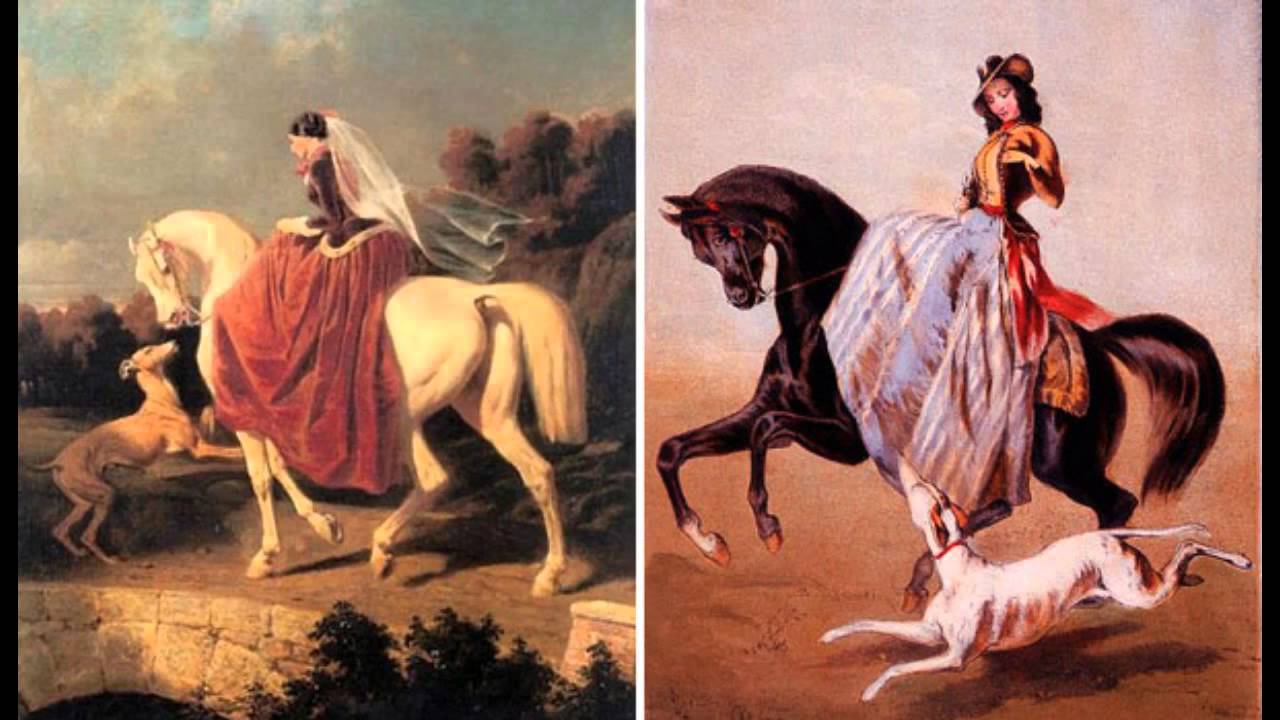 Картина женщина на коне в шляпе