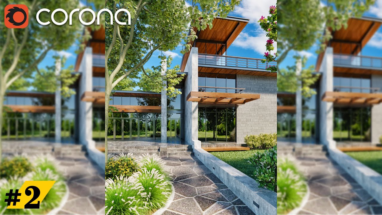 3ds Max Corona Render Exterior Tutorial Part 02 - YouTube
