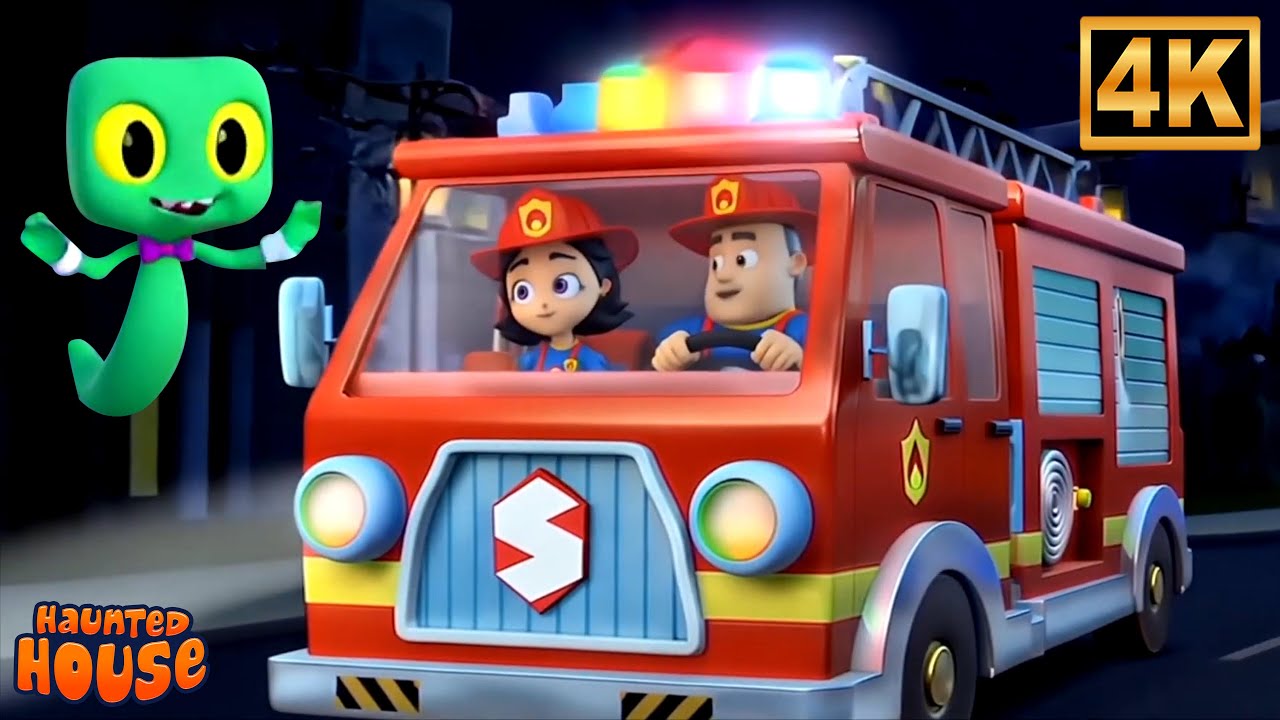 Halloween Wheels On The Firetruck - Spooky Rhyme & Kids Song