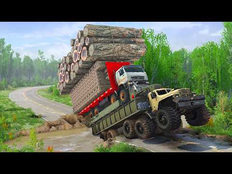 Can This Overloaded Logging Truck Cross the MOST DANGEROUS Muddy River