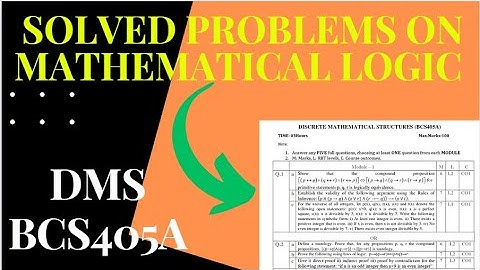 BCS405A SOLVED VTU MQP SET-1 | COMPLETE SOLUTION OF MATHEMATICAL LOGIC Module 1 | EASY WAY TO SCORE
