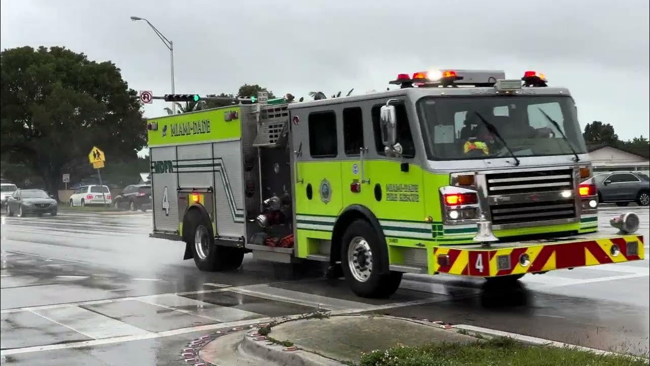 Miami Dade Fire Rescue Engine 4(E4) and Rescue 4(R4) responding to a