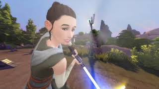 The Sims 4 Star Wars Journey to Batuu Light saber battle: Rey