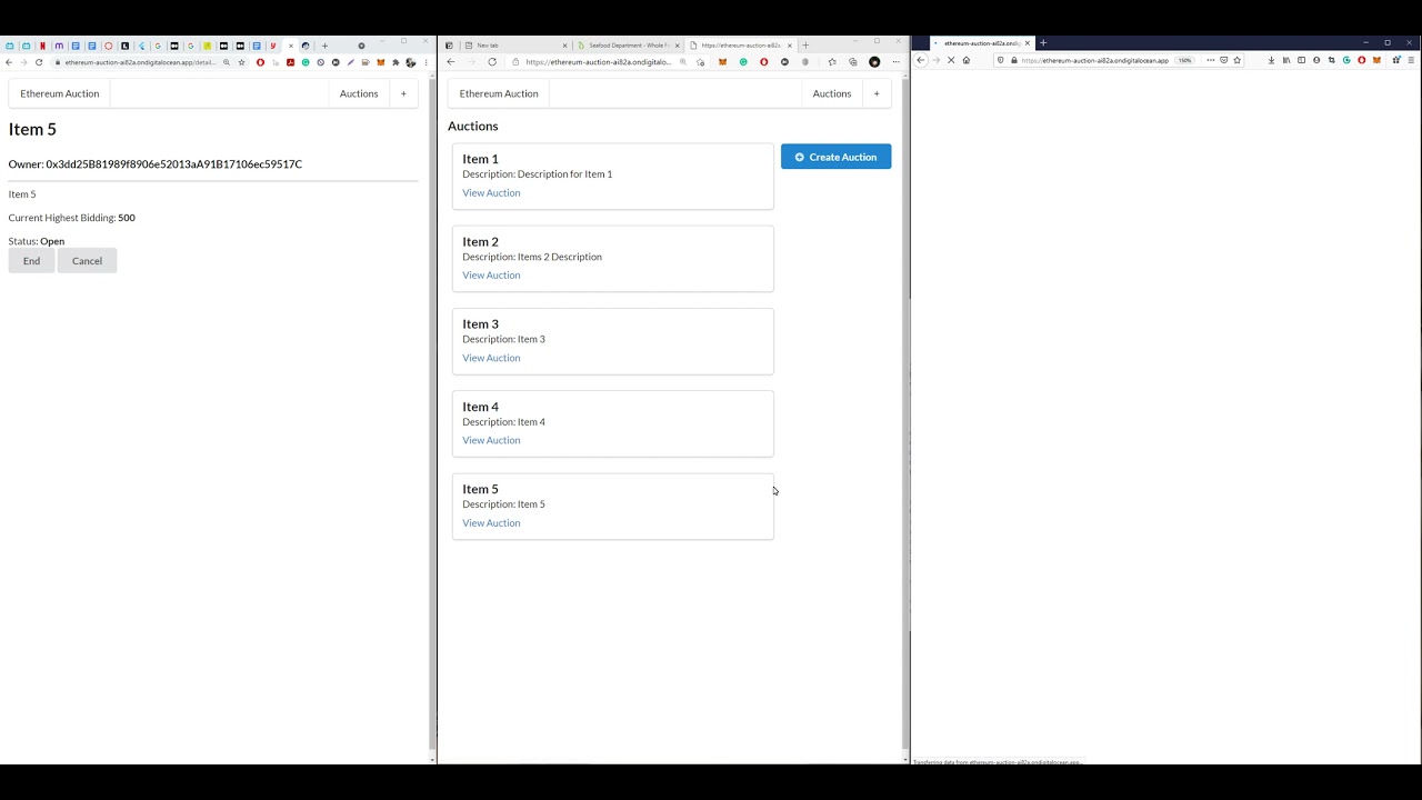 699 demo, an auction web application on Ethereum Blockchain.