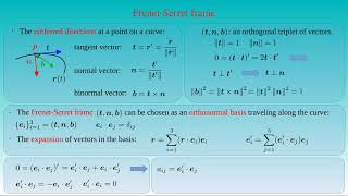 Velocity and acceleration in moving frame - Frenet-Serret formulae