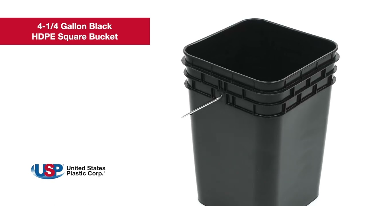 4-1/4 Gallon Black HDPE Square Bucket | U.S. Plastic Corporation®