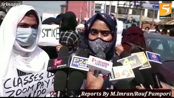 First semester students of Cluster University demand online exam.of their Maths paper, stage protest