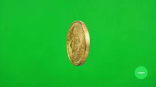 Floating Bitcoin Gold Coin Animation | Green Animation | AI Generated