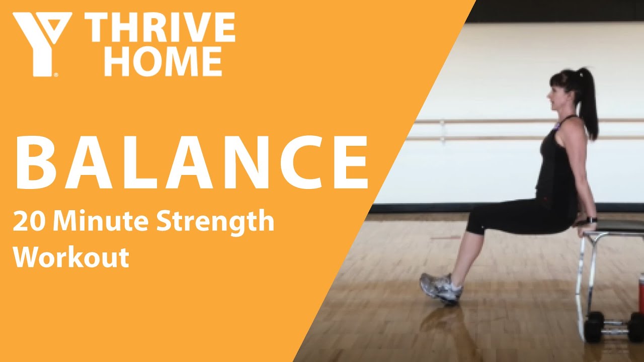 BALANCE 9: 20 Minute Strength Workout Using Light Dumbells and a Chair