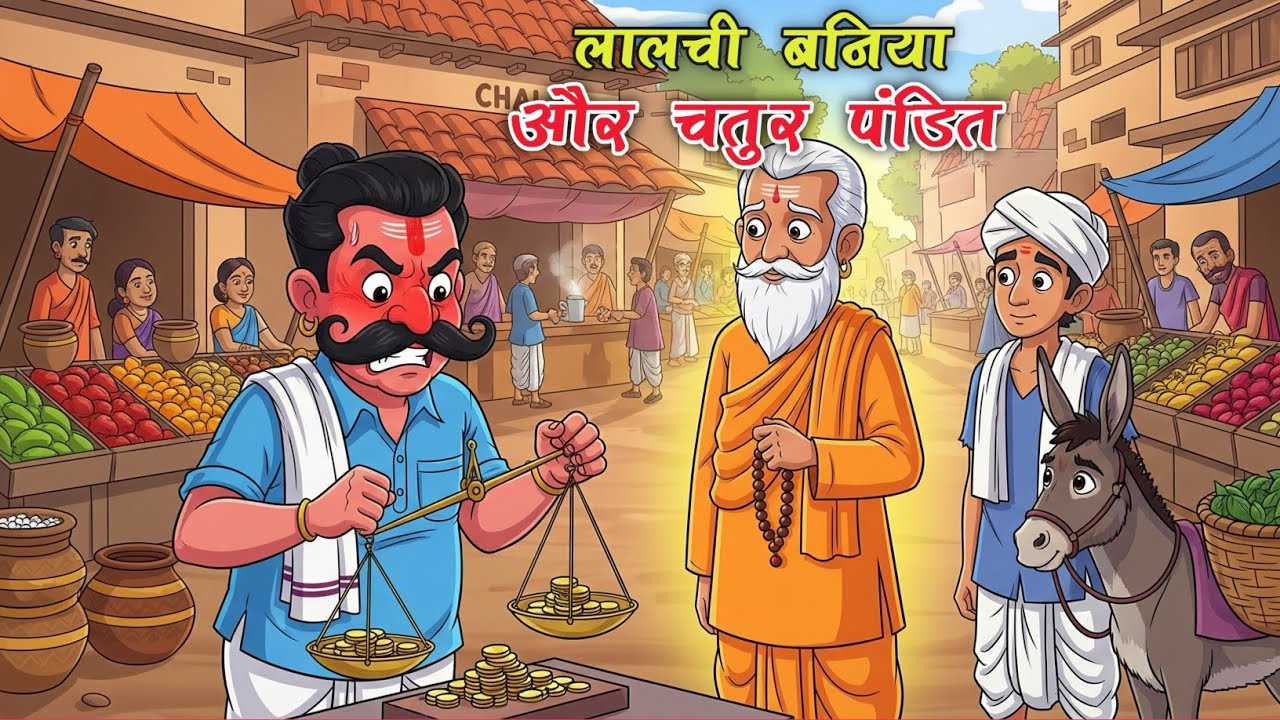 “लालची बनिया और चतुर पंडित | Hindi Kahaniya | Moral Story in Hindi | Moony Toon