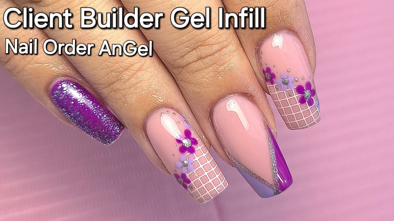 WATCH ME WORK: Builder Gel Infill On A Client - Nail Order AnGel - Spring/Summer Floral Design