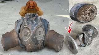 The Broken Bulldozer Machine Drive Shaft Joint Repaired From Unexpected Technique By Unique Mechanic