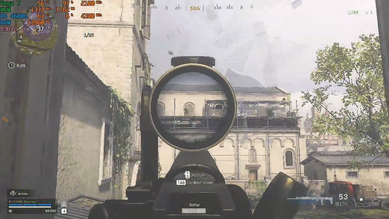 Warzone test in Ryzen 5 4600G 720p Low (iGPU)