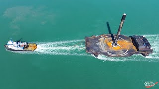 ASOG droneship returned to Port Canaveral, with booster B1069 on deck after its 20th mission.