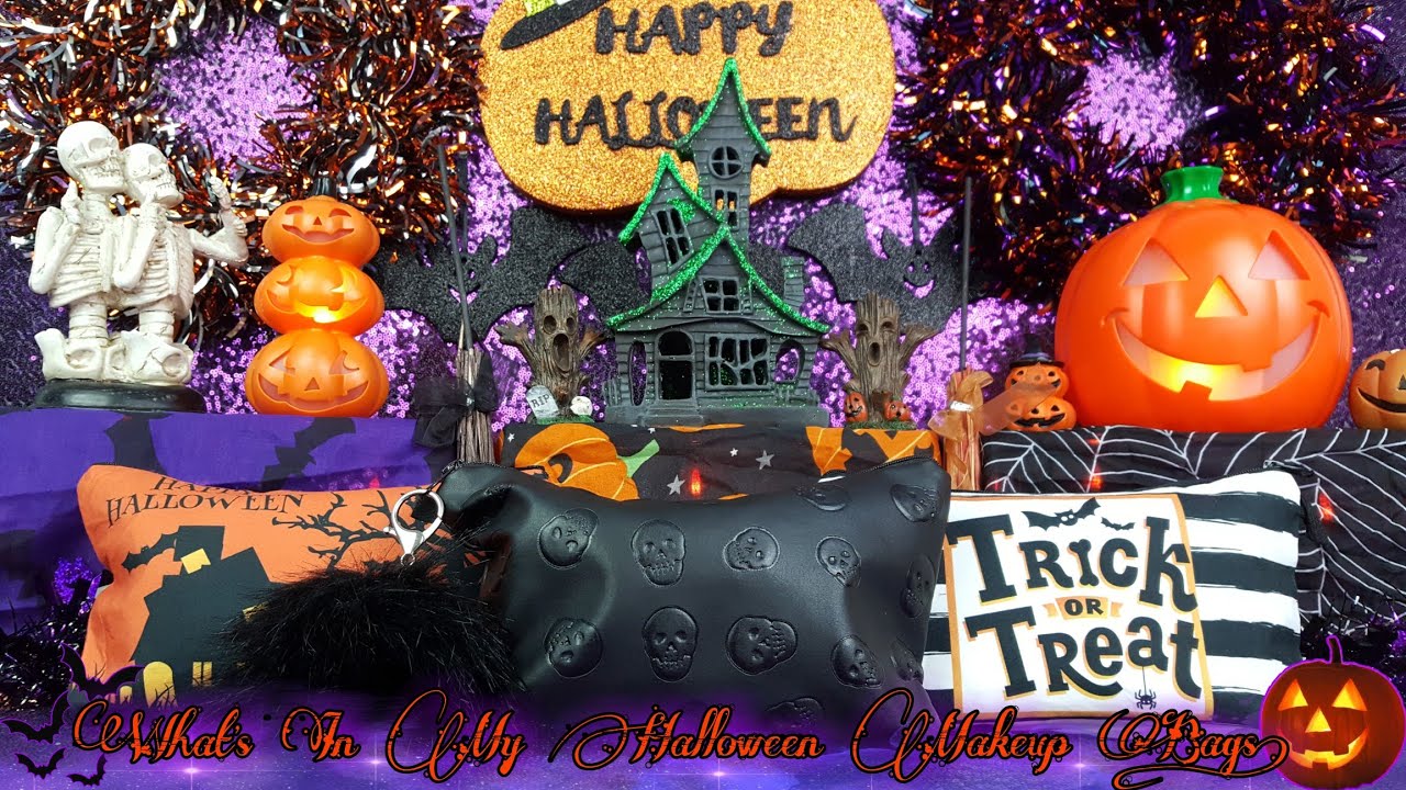What's In My Makeup Bag • Halloween Edition • Black and Orange Aesthetic Makeup Collection