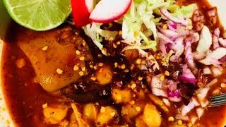 Pozole Rojo De Puerco Y Pollo facil