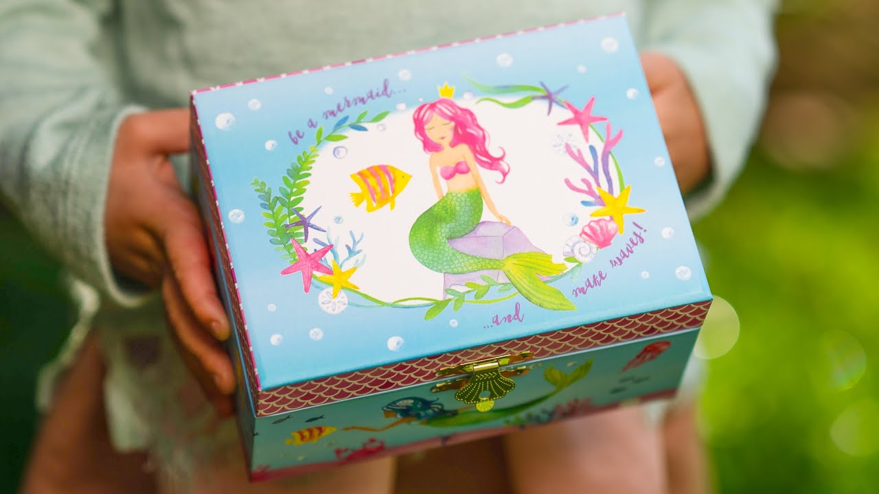 JEWELKEEPER Mermaid Musical Jewelry Box plays OVER THE WAVES classic tune