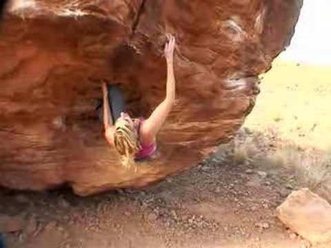 Colette McInerney bouldering at Mo's Valley, Utah