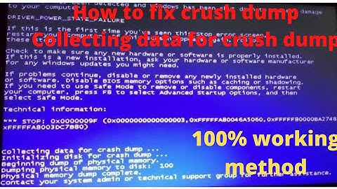 How to fix crash dump | collecting data for crash dump windows 7 fix !! blue screen 0x0000009F