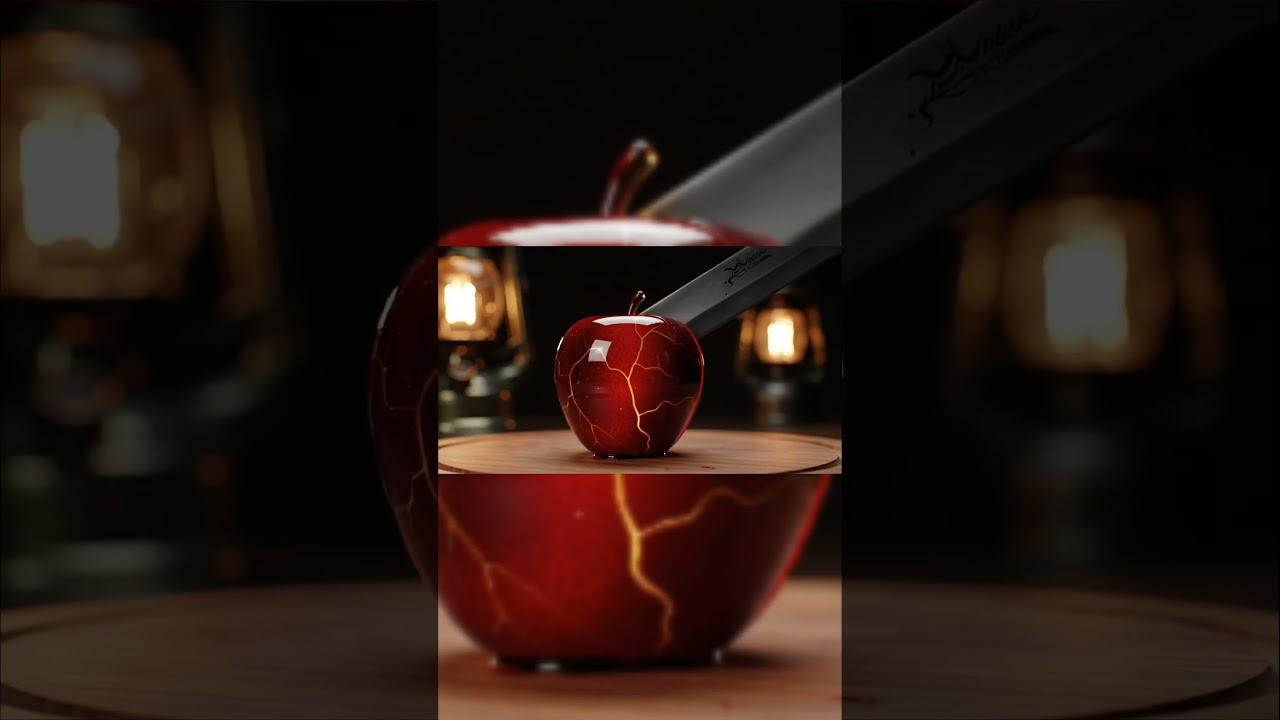 Asmr Crystal apple cutting video 