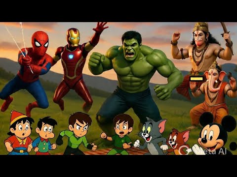 “Ek Din Sab Superheroes Aur Cartoon Characters Ke Saath 😱 | Adventure ...