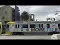 The first Expo Line train rolls into the Downtown Santa Monica Station.