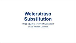 Weierstrass Substitution (SC-89)