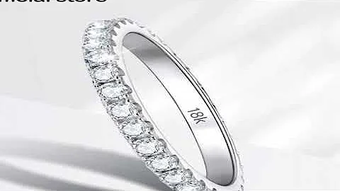 KNOBSPIN 2mm D Color Moissanite Ring 925 Sterling Sliver Solid 18k White Gold Eternity Band Wedding