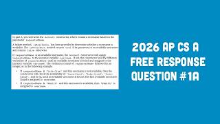 2025 AP Computer Science A FRQ #1A