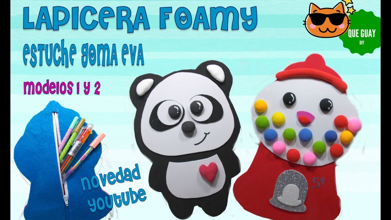 💗 Lapiceras de foamy 💗 Panda y Maquina de Chicles ♥ Estuches de goma eva DIY Fácil Kawaii kawaii emoticons