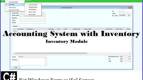 Accounting System with Inventory (C# .Net , SQL Server 2014) - Part 3 (Inventory Module)