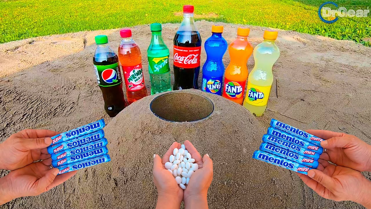 Cola, Fanta, Pepsi, Mirinda and Mentos in Underground - EXPERIMENT | Dr gear