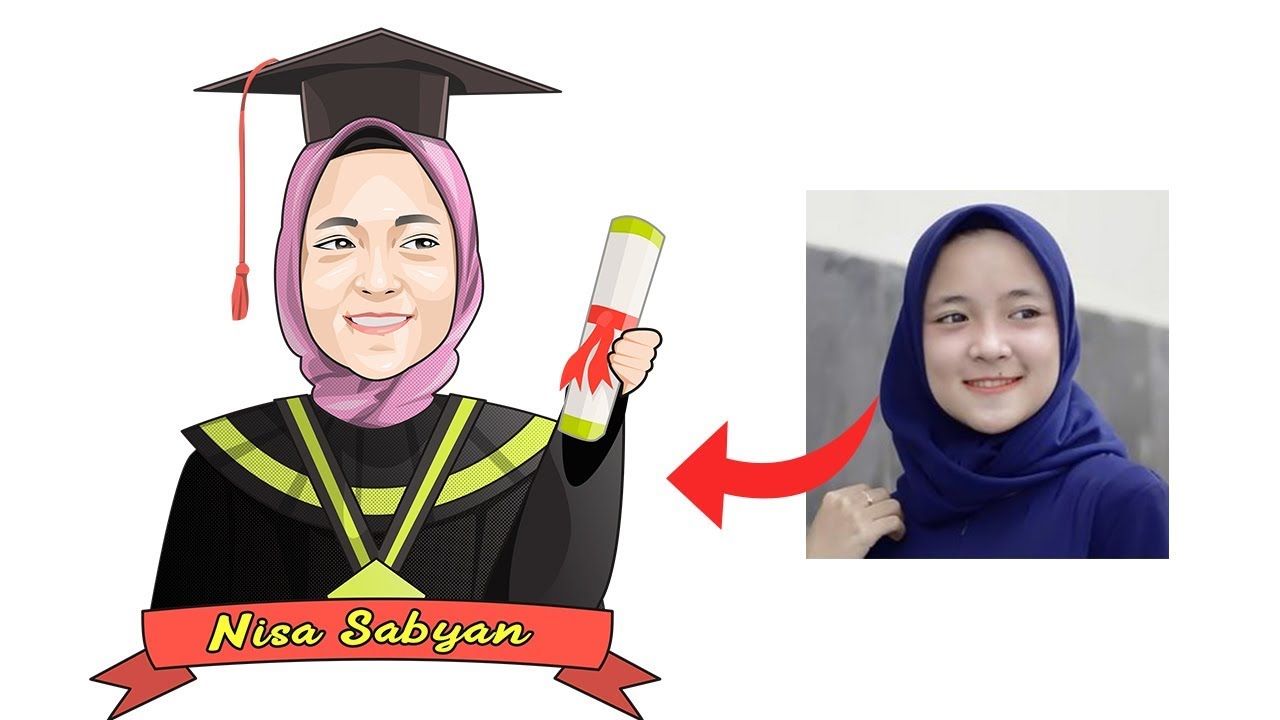 Tutorial Membuat Karikatur Wisuda Nissa Sabyan Gambus Youtube