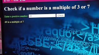 Check if a number is a multiple of 3 or 7 | Javascript | HTML #html #javascript #coding  #shorts