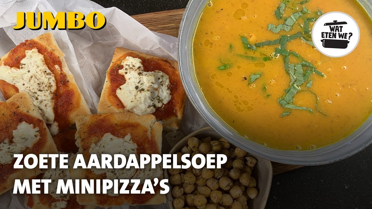Wat eten we? Zoete aardappelsoep met minipizza’s