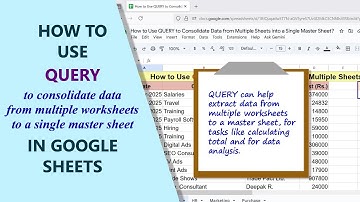 Google Sheets | QUERY | Function | Get Data from Multiple Sheets | Example | Spreadsheet | Tutorial