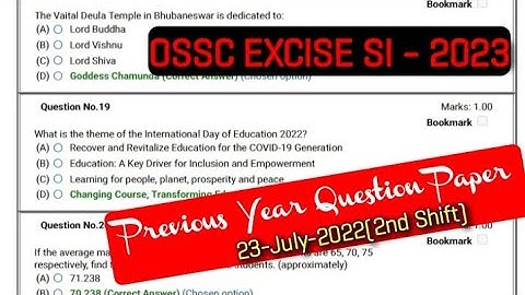 Ossc Excise Si Previous Year Question Paper | ossc excise si 2022 question paper | ossc excise si