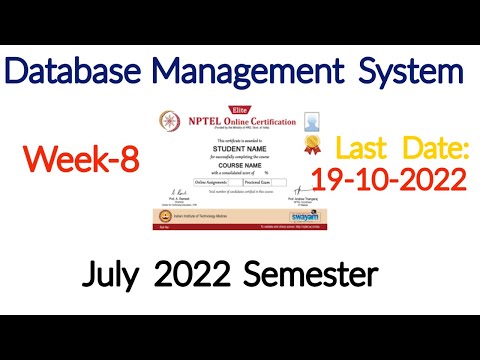 NPTEL Week 8 Database Management System Assignment 8 Answers | DBMS Week-8 Quiz Answers 2022 | NPTEL