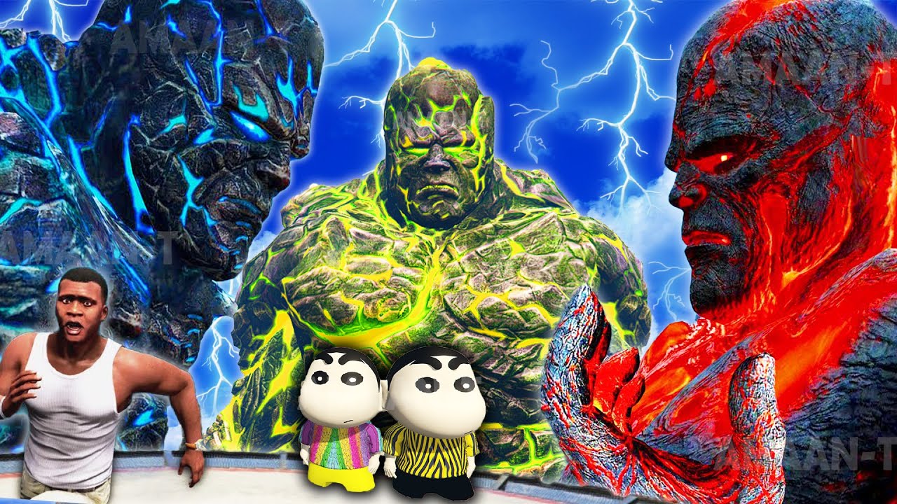 GTA 5 : LAVA GOD, ICE GOD & SUN GOD GIANT TITAN Playing HIDE and SEEK in gta 5 | shinchan & franklin
