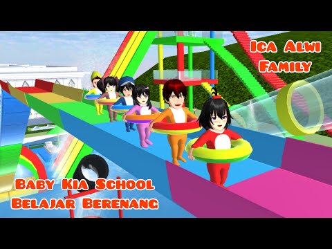 Baby Kia School Belajar Berenang Di Waterpark | Ica Alwi Family Vlog | Drama Sakura School Simulator