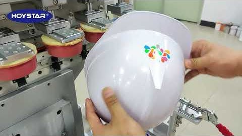 Print Safety Helmet, the 6 color pad printing machine  #machine #factory #helmet