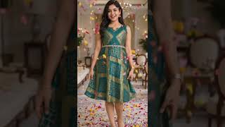 💚Stylish Green Midi Drees Elegant Party Wear Look #letest